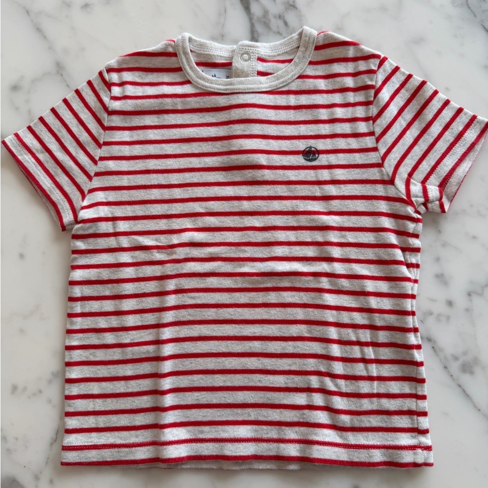 Petit Bateau Red and White Striped Tee